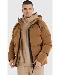 BoohooMAN - Tall Crinkle Hooded Puffer - Lyst