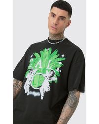 BoohooMAN - Tall Oversized Extended Neck Cherub Print T-shirt - Lyst