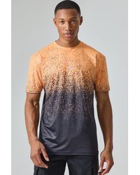 Boohoo - Man Active Gym Orange Ombre Set In Sleeve T-Shirt - Lyst