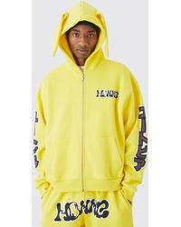 BoohooMAN - Oversized Boxy Homme Zip Through Ear Hoodie - Lyst