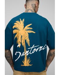 BoohooMAN - Tall Oversized Boxy Santorini Print T-Shirt - Lyst
