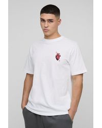 BoohooMAN - Regular Fit Ace Heart Print Graphic T-Shirt - Lyst
