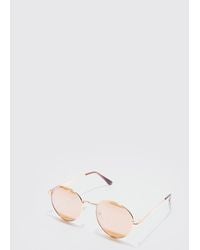BoohooMAN - Metal Round Sunglasses In Gold - Lyst