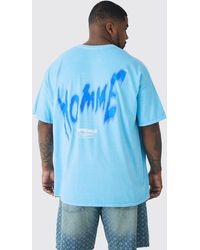 BoohooMAN - Plus Oversized Back Print Washed Graffiti Homme T-shirt - Lyst