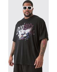 BoohooMAN - Plus Oversized Official Splice Print T-shirt In Black - Lyst