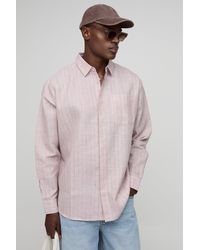 Boohoo - Oversized Linen Look Stripe Shirt - Lyst