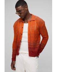 BoohooMAN - Boxy Fit Ombre Stripe Crochet Knitted Shirt - Lyst