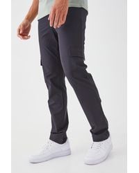 BoohooMAN - Technical Stretch Tailored Straight Fit Cargo Trousers - Lyst