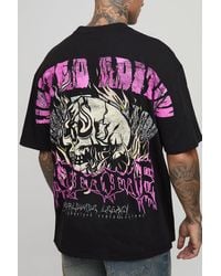 BoohooMAN - Tall Oversized Extended Neck Over The Seam Gothic Back Print T-Shirt - Lyst