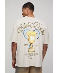 Boohoo - Camiseta Oversize Man Color Arena Con Estampado De Trofeo Club D'Elite - Lyst