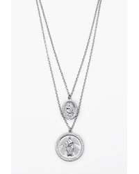 BoohooMAN Double Saint Emboss Coin Necklace - Metallic
