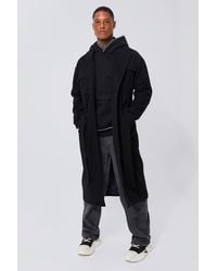 Boohoo - Langer Mantel mit 4 Taschen und Gürtel - Lyst