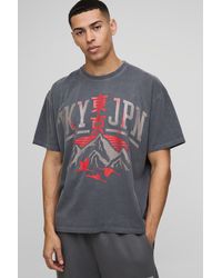 BoohooMAN - Oversize T-Shirt mit Tokyo Japan Mountain Print - Lyst