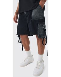 BoohooMAN - Plus Relaxed Rigid Cargo Pocket Denim Short - Lyst