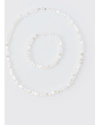 BoohooMAN - Pearl Bead Necklace And Bracelet - Lyst