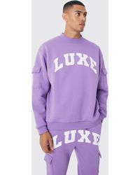 BoohooMAN - Luxe Graphic Cargo Pocket Gusset Tracksuit - Lyst