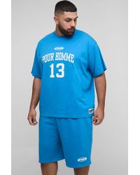 BoohooMAN - Plus Oversized Pour Homme Print T-shirt & Short Set - Lyst
