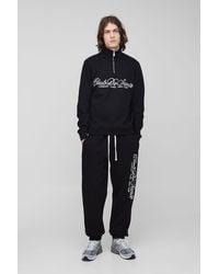 BoohooMAN - Tall Regular Embroidered 1/4 Zip Tracksuit - Lyst