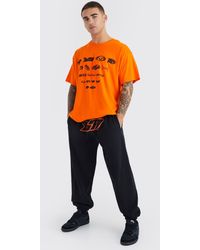 BoohooMAN - Oversized Bm Crotch Print T-shirt & Sweatpants Set - Lyst