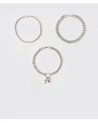 BoohooMAN - 3 Pack Bracelets In Silver - Lyst