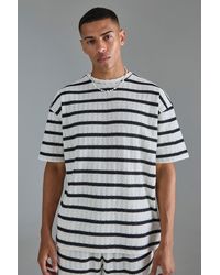 BoohooMAN - Oversized Textured Stripe T-shirt - Lyst