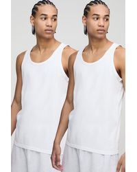 Boohoo - Regular Fit 2 Pack Basic Tanks - Lyst