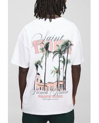 BoohooMAN - Weißes Oversize T-Shirt mit Saint Tropez Palmen-Print - Lyst