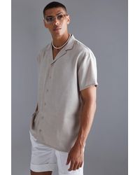 BoohooMAN - Short Sleeve Oversized Linen Revere Shirt - Lyst