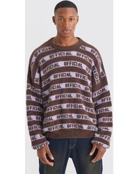 BoohooMAN - Oversized Fluffy Knitted Official Stripe Jumper - Lyst