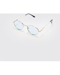 Boohoo - Oval Metal Frame Sunglasses In Green - Lyst