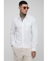 BoohooMAN - Tall Long Sleeve Linen Look Regular Fit Overshirt - Lyst