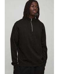 BoohooMAN - Basic Regular Fit Quarter Zip Funnel Neck Sweatshirt - Lyst