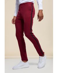 BoohooMAN Tall Skinny Tuxedo Suit Pants - Red