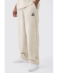 BoohooMAN - Oversized Man Embroidery Borg Jogger - Lyst