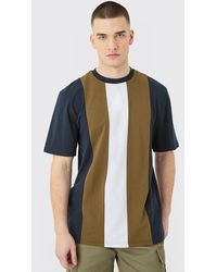 BoohooMAN - Tall Vertical Colour Block T-shirt In Navy - Lyst