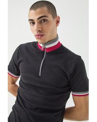 BoohooMAN - Muscle Fit Funnel Tape Polo - Lyst