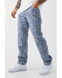 BoohooMAN - Relaxed Rigid Distressed Fabric Interest Jean - Lyst