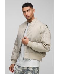 BoohooMAN - Oversized Boxy Curved Hem Nylon Bomber Jacket - Lyst