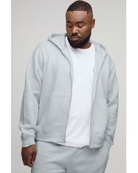 BoohooMAN - Plus Basic Boxy Zip Through Hoodie - Lyst