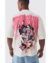 BoohooMAN - Oversized Boxy Extended Neck Official Large Graphic T-shirt - Lyst