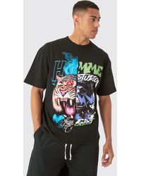 BoohooMAN - Oversized Tiger Space Graphic T-shirt - Lyst