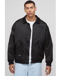 BoohooMAN - Oversized Nylon Collared Flight Jacket - Lyst