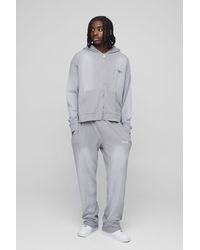 BoohooMAN - Kastiger Oversize Man Trainingsanzug in Waffeloptik mit Kapuze und Reißverschluss - Lyst