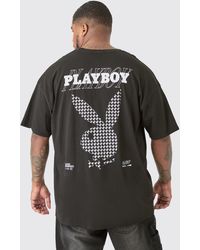 BoohooMAN - Plus Check Print Playboy T-shirt In Black - Lyst