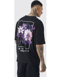 BoohooMAN - Tall Oversized Floral Back Graphic T-shirt - Lyst