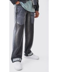 BoohooMAN - Nfl Raiders Baggy Rigid Multi Pocket Spliced Jeans - Lyst