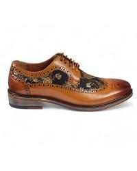 BoohooMAN - Infinity Leather Leather Floral Print Brogue Dress Shoes - Ross - Lyst