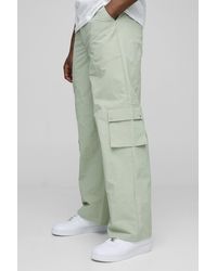 BoohooMAN - Nylon Cargo-Hose in Knitteroptik mit weitem Bein - Lyst