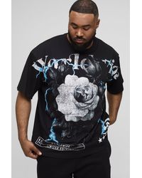 Boohoo - Plus Oversized Worldwide Floral Over The Seam Print T-Shirt - Lyst