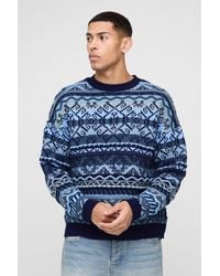 BoohooMAN - Oversized Vintage Textured Knitted Jumper - Lyst